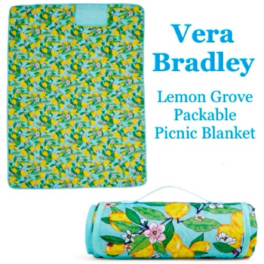 NWT Vera Bradley Lemon Grove Packable Picnic Blanket